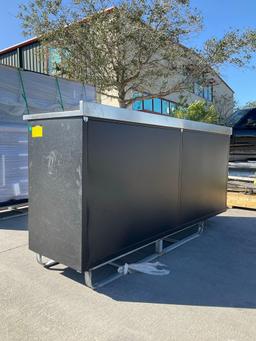 UNUSED CHERY STEELMAN...STAINLESS STEEL WORK BENCH, APPROX 7FT, 20DRAWERS, KEYS TO LOCK,...ALUMIN...