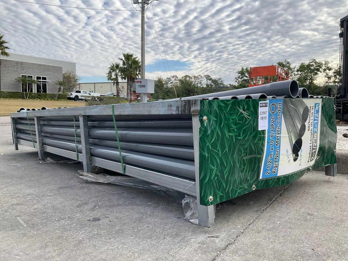 UNUSED UPVC RIGID NON-METALLIC CONDUIT, APPROX 2-1/2in x 10FT, APPROX 68 IN BUNDLE