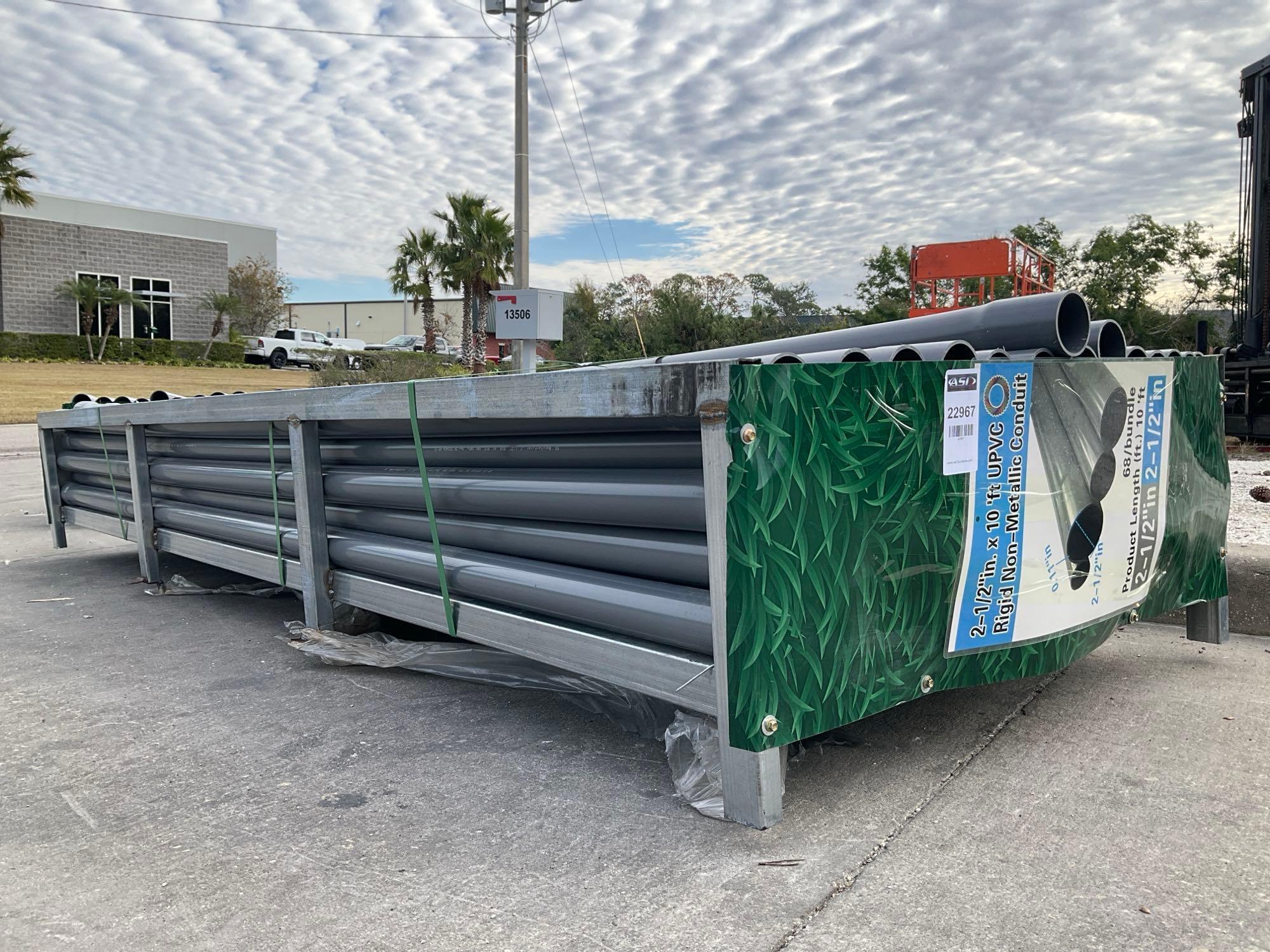 UNUSED UPVC RIGID NON-METALLIC CONDUIT, APPROX 2-1/2in x 10FT, APPROX 68 IN BUNDLE