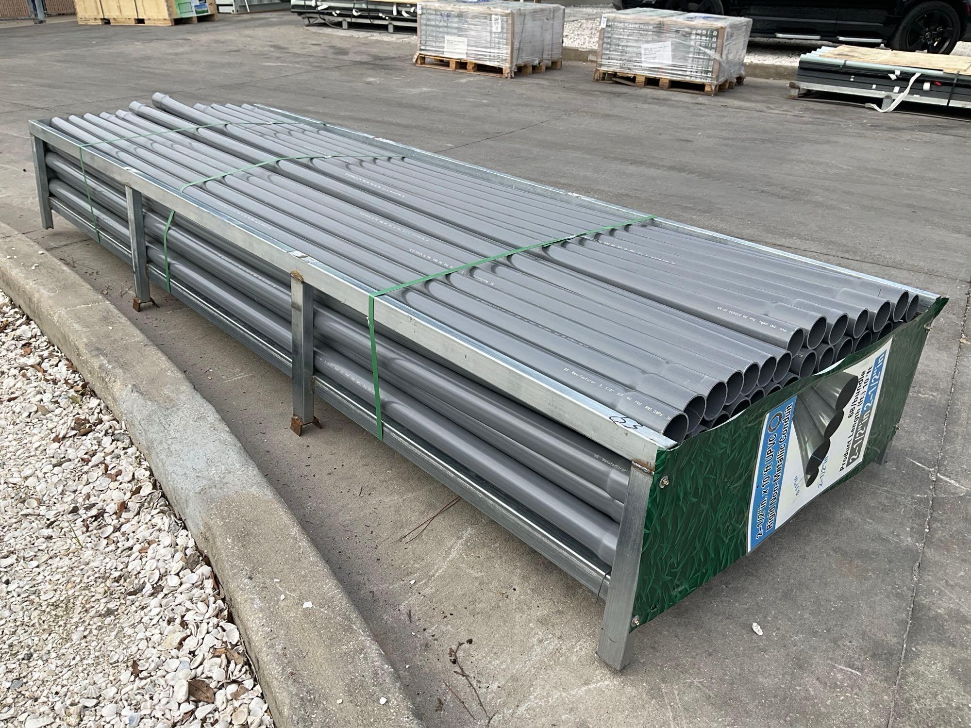 UNUSED UPVC RIGID NON-METALLIC CONDUIT, APPROX 2-1/2in x 10FT, APPROX 68 IN BUNDLE