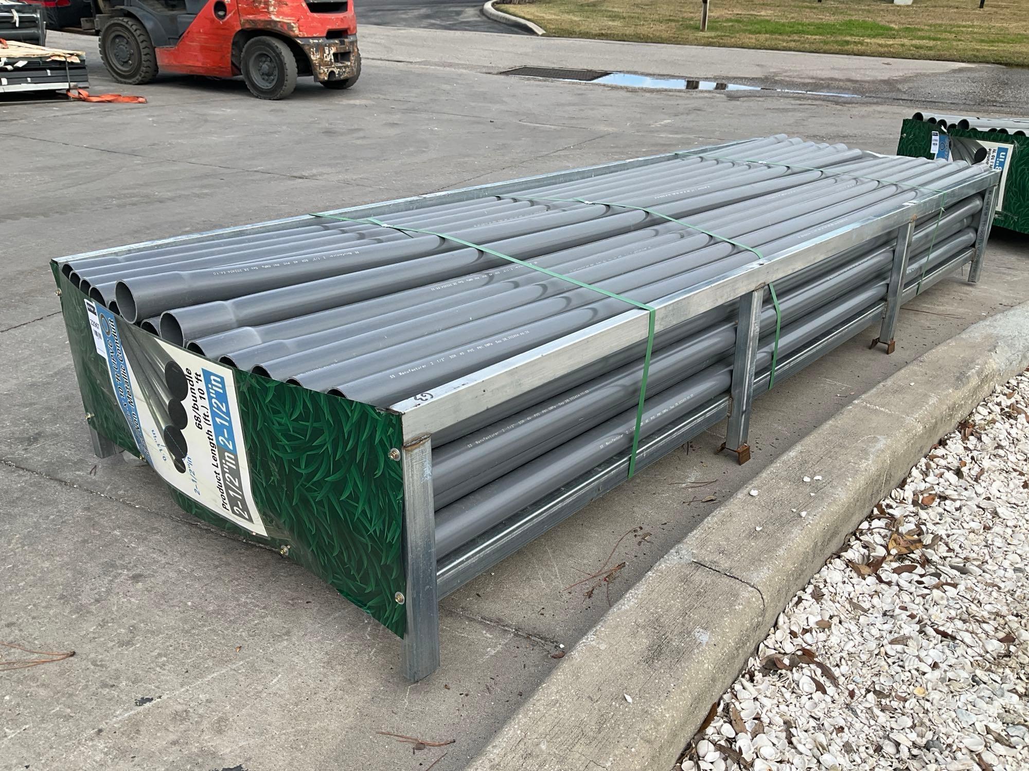 UNUSED UPVC RIGID NON-METALLIC CONDUIT, APPROX 2-1/2in x 10FT, APPROX 68 IN BUNDLE