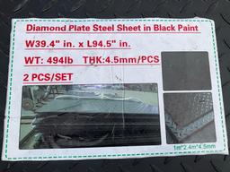 UNUSED DIAMOND PLATE STEEL SHEET , APPROX 39in X 94.5in , APPROX 2PCS IN SET