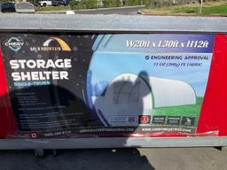 UNUSED CHERYGOLD MOUNTAIN SINGLE TRUSS STORAGE SHELTER, APPROX 20FTW x 30FT L x 12FT H, GREATER SE