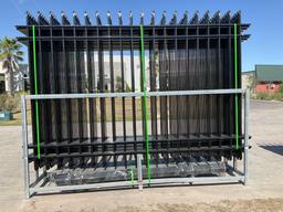 UNUSED GALVANIZED STEEL FENCE, APPROX 10FT L x 7FT H , APPROX 20PCS FENCE PANELS & APPROX 21PCS P...