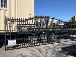( 1 ) UNUSED ALLMETAL 7FT x 20FT METAL FARM DRIVEWAY GATE MODEL K0720, DEER MOTIF STYLE