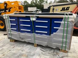 UNUSED CHERY INDUSTRIAL WORKBENCH / TOOL CHEST, APPROX 7FT W/ 20 DRAWERS, STEEL DRAWER BOX