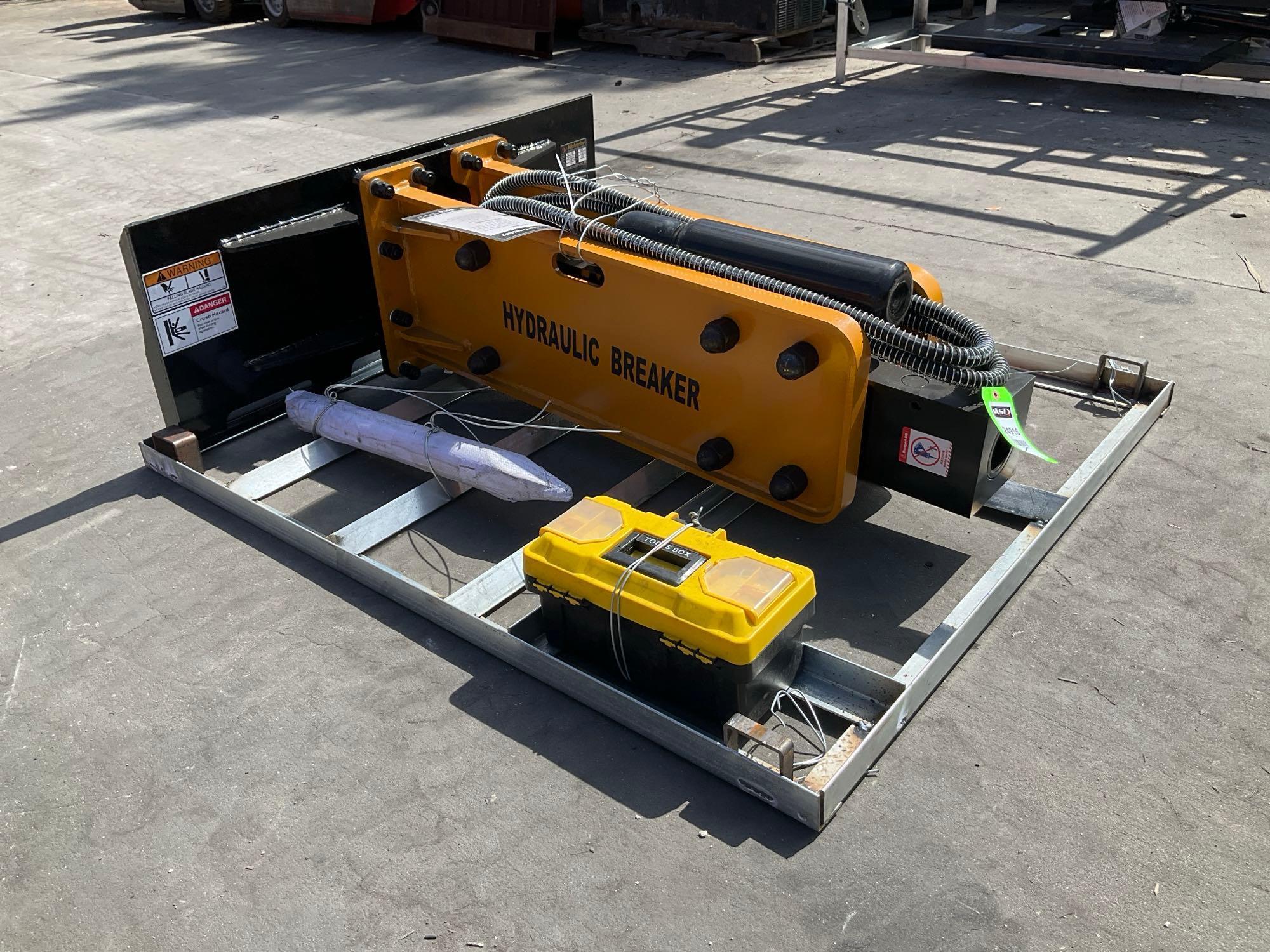 UNUSED 2025 WOLVERINE CONCRETE HYDRAULIC BREAKER ATTACHMENT MODEL CB-11-750F FOR UNIVERSAL SKID