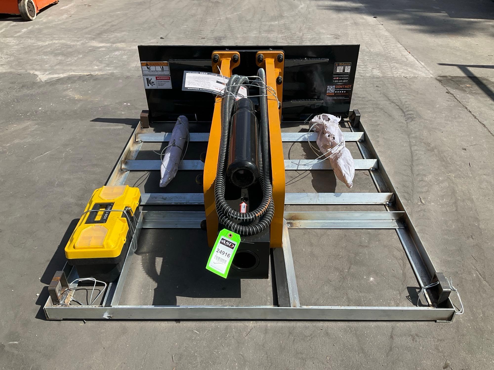 UNUSED 2025 WOLVERINE CONCRETE HYDRAULIC BREAKER ATTACHMENT MODEL CB-11-750F FOR UNIVERSAL SKID