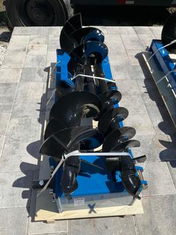 ( 1 ) UNUSED 2025 GIYI AUGER ATTACHMENT FOR SKID STEER, BITS APPROX 8in / 12in & 16in