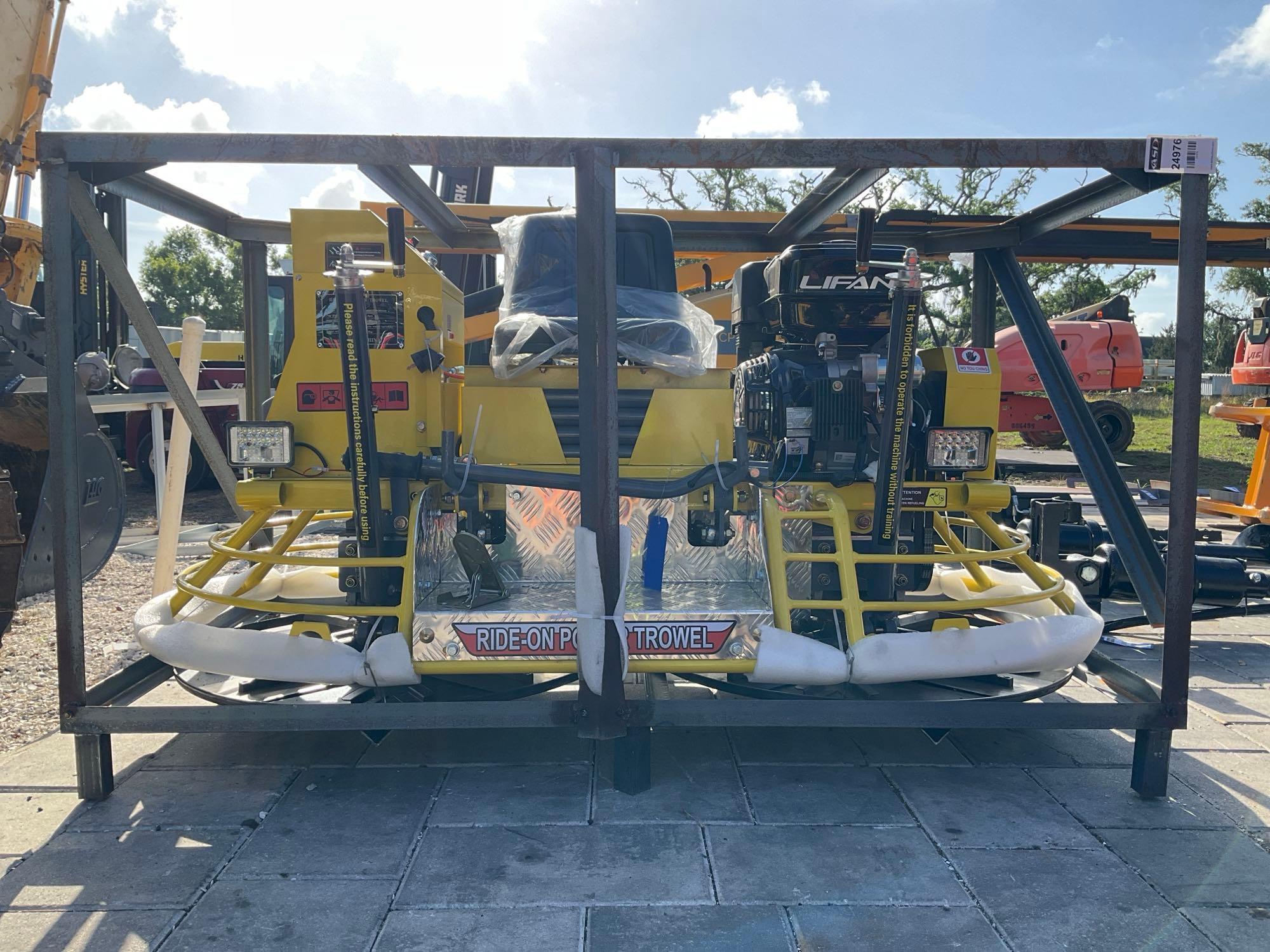 UNUSED RIDE ON POWER TROWEL MODEL 80R 3683, GAS POWERED, APPROX 13 HP
