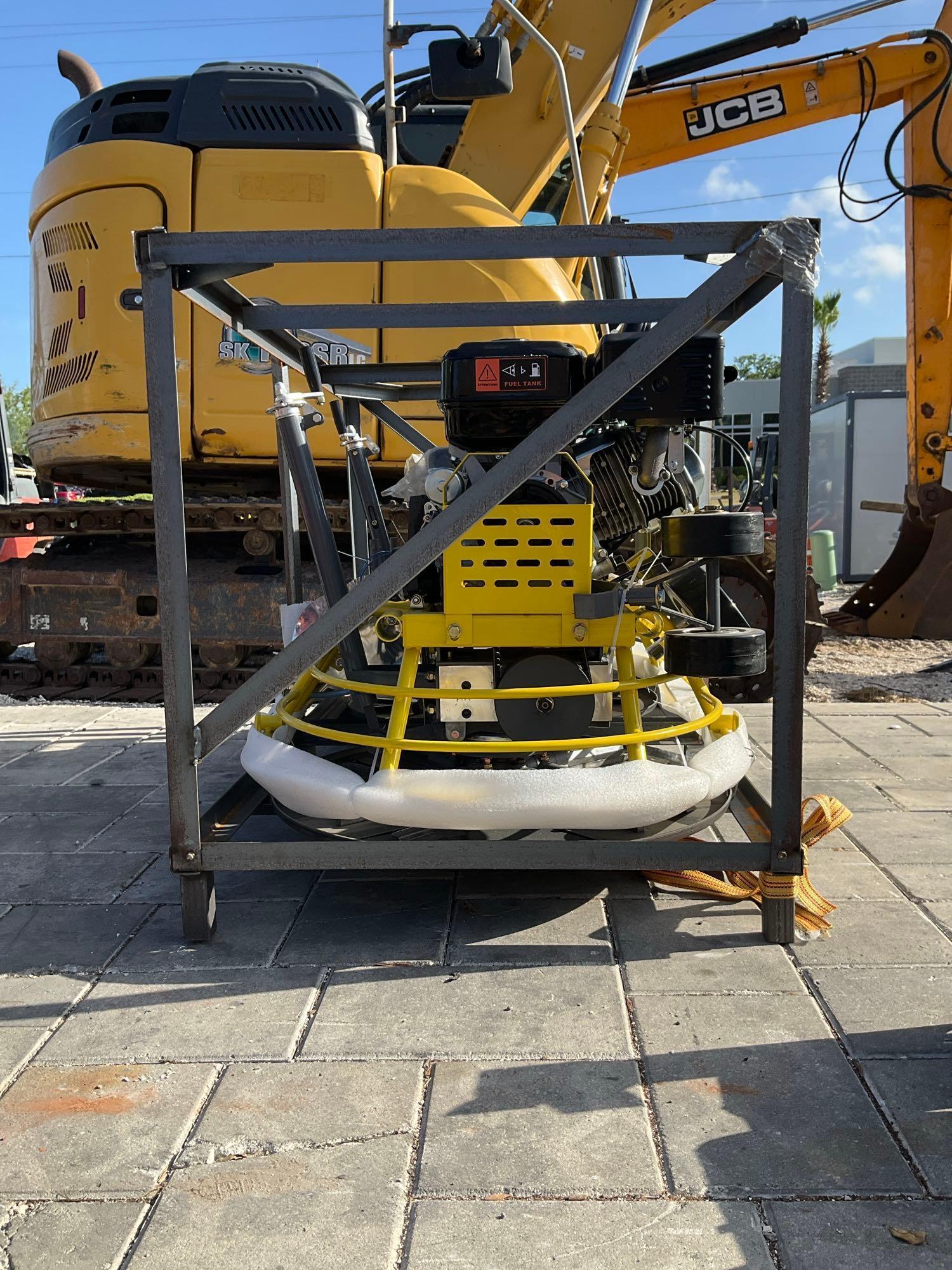 UNUSED RIDE ON POWER TROWEL MODEL 80R 3683, GAS POWERED, APPROX 13 HP