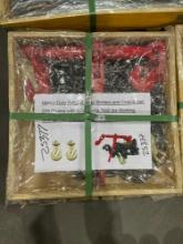 UNUSED HEAVY DUTY RATCHET LOAD BINDERS AND CHAINS SET, 20 FT CHAINS WITH G70 HOOKS, APPROX 7000