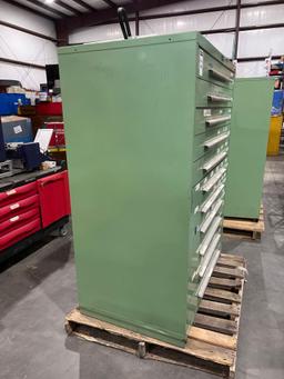 METAL INDUSTRIAL TOOL CABINET; 11 DRAWERS; APPROXIMATELY 46 IN L X 28 IN W X 62 IN T