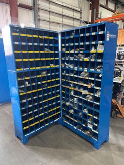 ( 2 ) FASTENAL METAL INDUSTRIAL PARTS BINS; APPROXIMATELY 34 IN L X 12 IN W X 72 IN T; CONTENTS