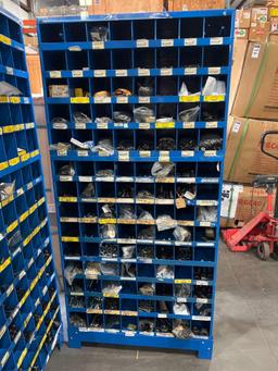 ( 2 ) FASTENAL METAL INDUSTRIAL PARTS BINS; APPROXIMATELY 34 IN L X 12 IN W X 72 IN T; CONTENTS