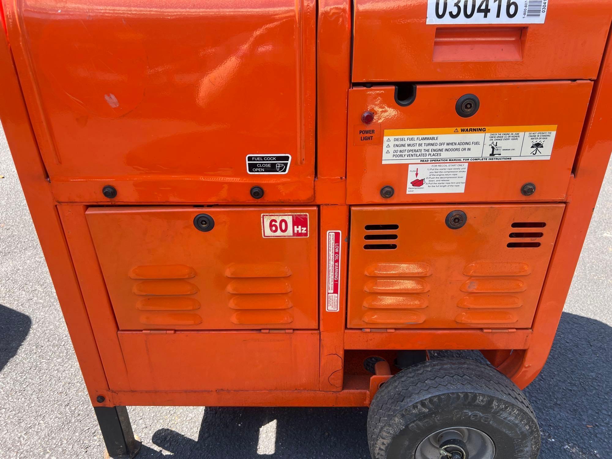 AMERICAN TOOL AT7500D12GAL PORTABLE GENERATOR, DIESEL POWERED , LOW HRS SHOWING