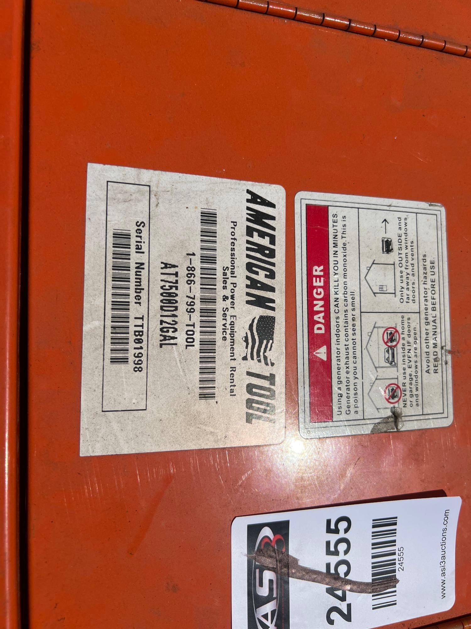 AMERICAN TOOL AT7500D12GAL PORTABLE GENERATOR, DIESEL POWERED , LOW HRS SHOWING