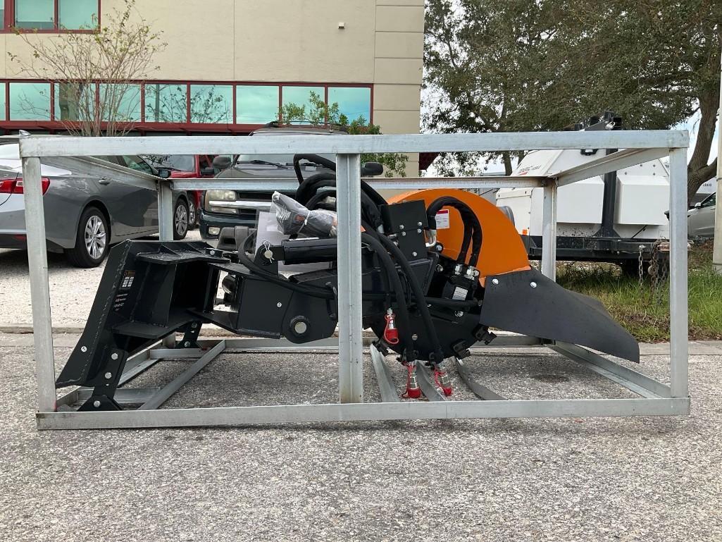 UNUSED 2025 STUMP GRINDER ATTACHMENT MODEL SG-13-08D FOR UNIVERSAL SKID STEER, REMOTE CONTROL INC...