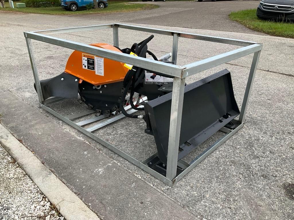 UNUSED 2025 STUMP GRINDER ATTACHMENT MODEL SG-13-08D FOR UNIVERSAL SKID STEER, REMOTE CONTROL INC...