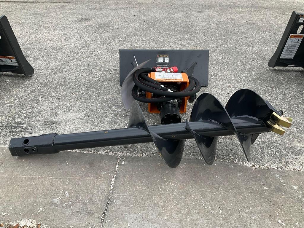 UNUSED 2025 WOLVERINE AUGER DRIVE & BIT ATTACHMENT MODEL MAD-12-12D FOR MINI SKID STEER