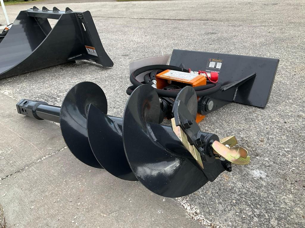 UNUSED 2025 WOLVERINE AUGER DRIVE & BIT ATTACHMENT MODEL MAD-12-12D FOR MINI SKID STEER