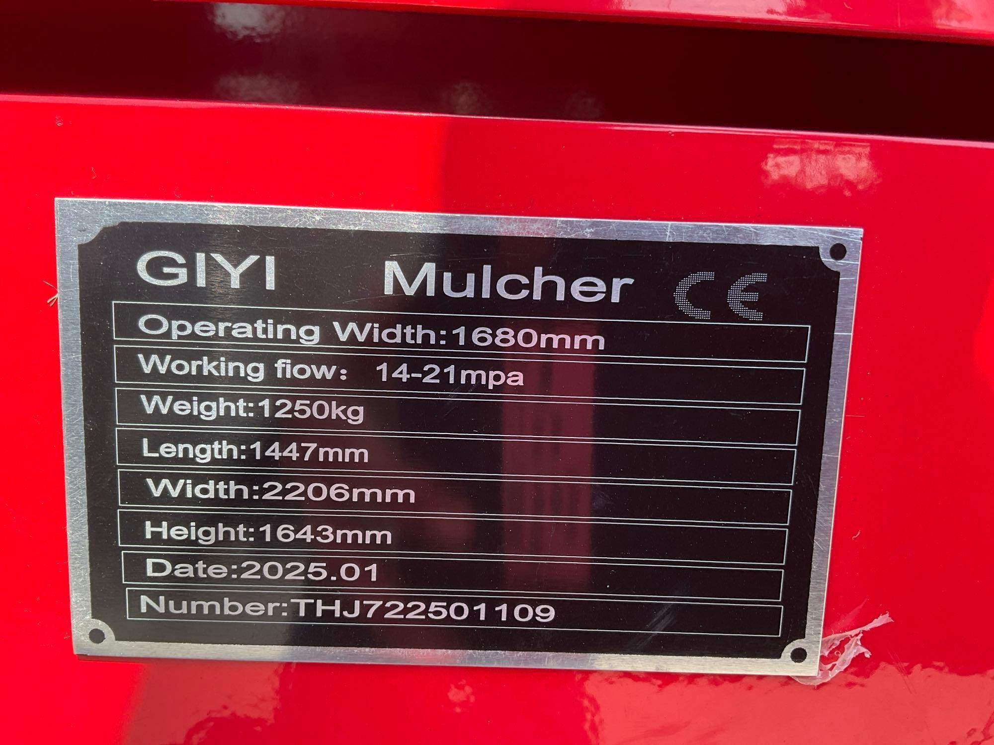 ( 1 ) UNUSED 2025 GIYI STANDARD FLOW FORESTRY MULCHER ATTACHMENT FOR UNIVERSAL SKID STEER, APPROX
