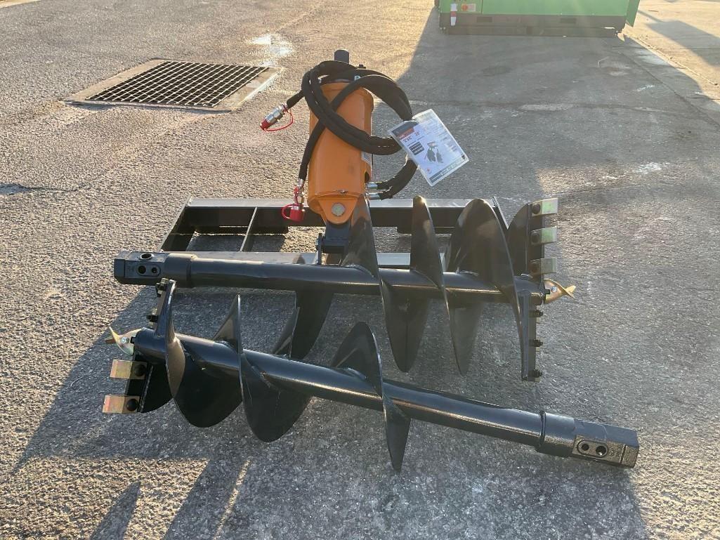UNUSED 2025 AUGER DRIVE & BIT ATTACHMENT MODEL ADB-13-1218R FOR UNIVERSAL SKID STEER, 12in & 18in