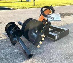 UNUSED 2025 AUGER DRIVE & BIT ATTACHMENT MODEL ADB-13-1218R FOR UNIVERSAL SKID STEER, 12in & 18in