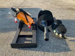 UNUSED 2025 AUGER DRIVE & BIT ATTACHMENT MODEL ADB-13-1218R FOR UNIVERSAL SKID STEER, 12in & 18in