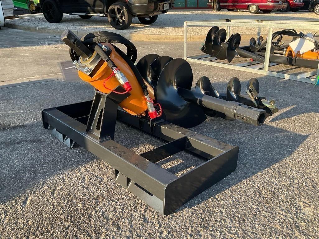 UNUSED 2025 AUGER DRIVE & BIT ATTACHMENT MODEL ADB-13-1218R FOR UNIVERSAL SKID STEER, 12in & 18in