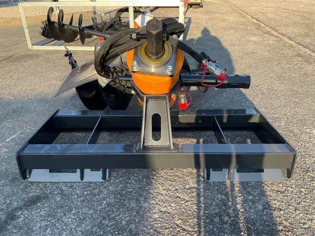 UNUSED 2025 AUGER DRIVE & BIT ATTACHMENT MODEL ADB-13-1218R FOR UNIVERSAL SKID STEER, 12in & 18in