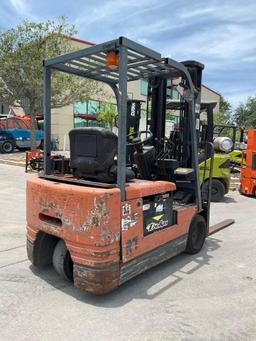 TOYOTA FORKLIFT MODEL 5FBE18, ELECTRIC, APPROX MAX CAPACITY 3260LBS, MAX HEIGHT 189in, TILT, SIDE...