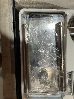 UNUSED SILVER PLATED CUTLERY SET, FORKS, SPOONS AND STAND