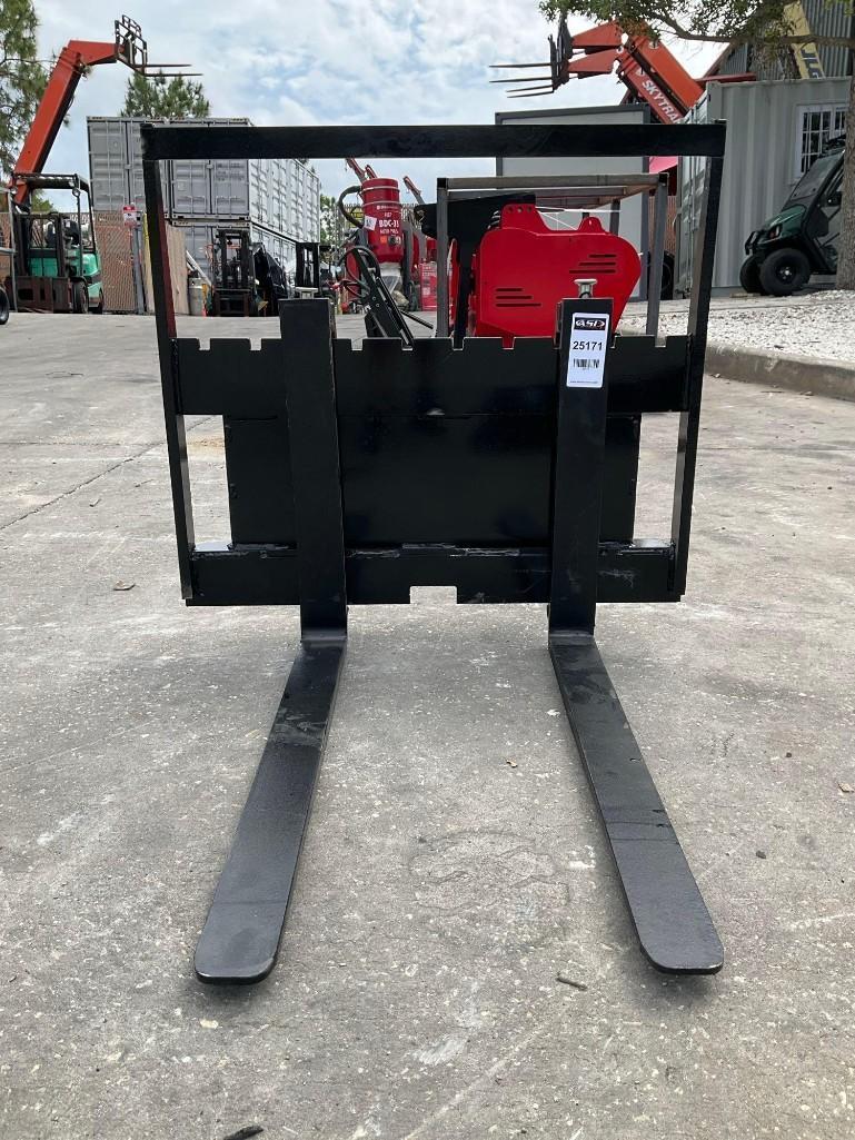 UNUSED 2025 FORKS ATTACHMENT FOR MINI SKID STEER, FORKS APPROX 25in W