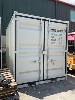 12FT OFFICE / STORAGE CONTAINER, FORK POCKETS WITH SIDE DOOR ENTRANCE & SIDE WINDOW