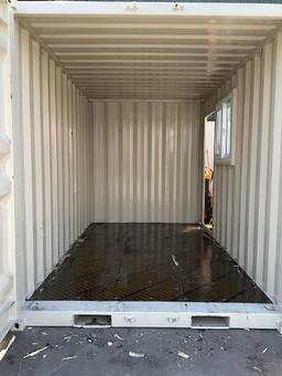 12FT OFFICE / STORAGE CONTAINER, FORK POCKETS WITH SIDE DOOR ENTRANCE & SIDE WINDOW