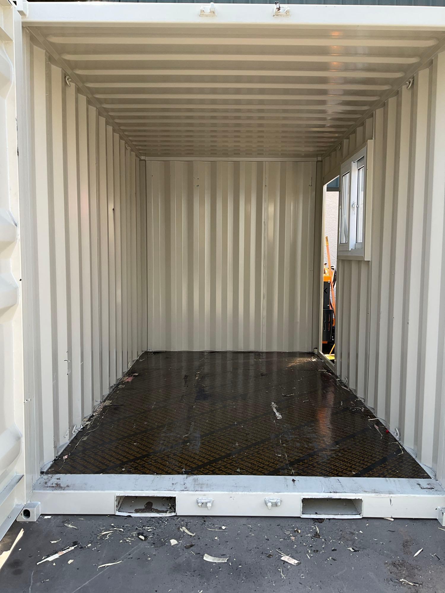 12FT OFFICE / STORAGE CONTAINER, FORK POCKETS WITH SIDE DOOR ENTRANCE & SIDE WINDOW
