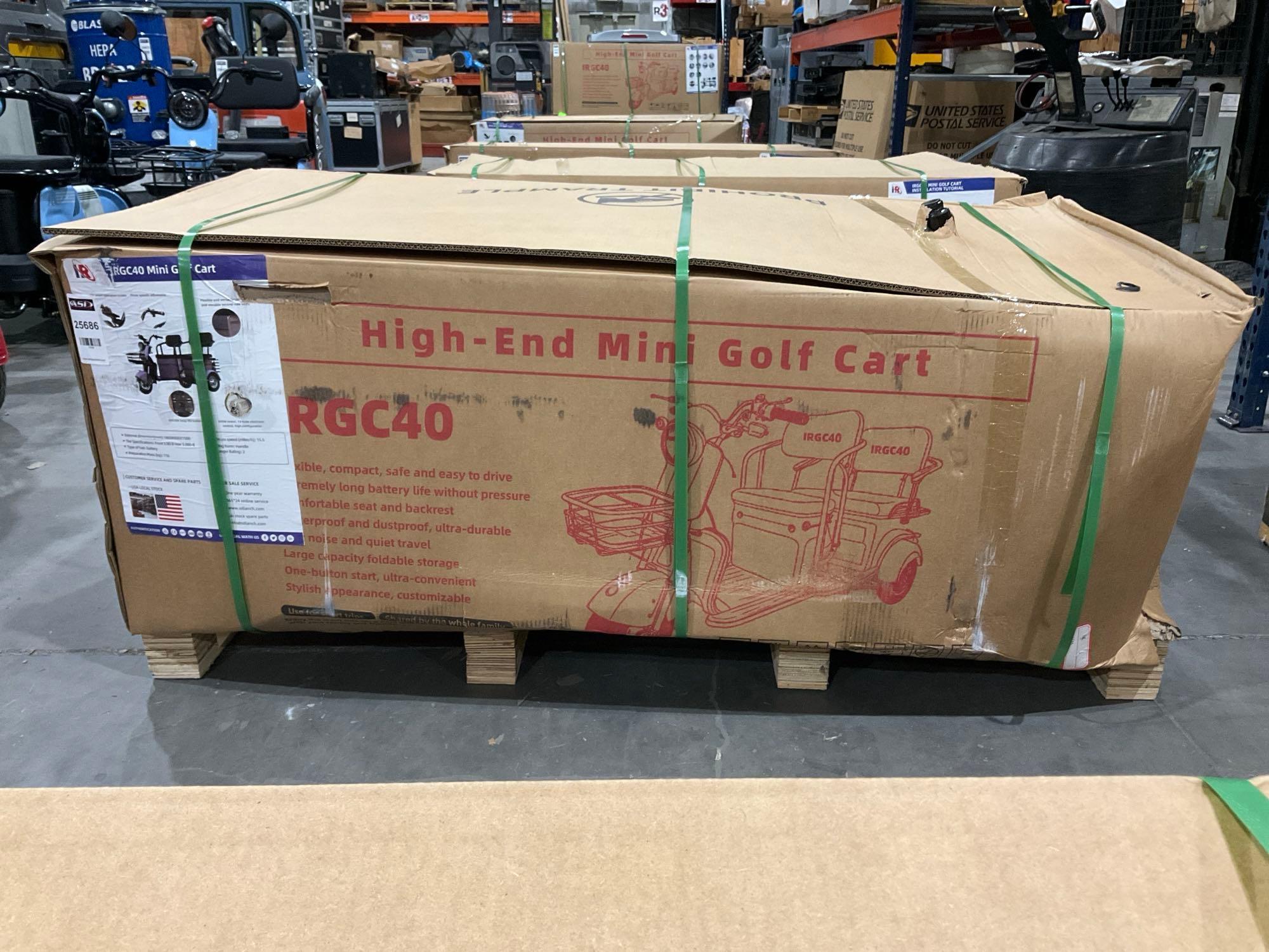 UNUSED IRGC40 3WHEEL MINI GOLF CART, ELECTRIC, 3-SPEED ADJUSTABLE, LED SMART OPERATION SCREEN