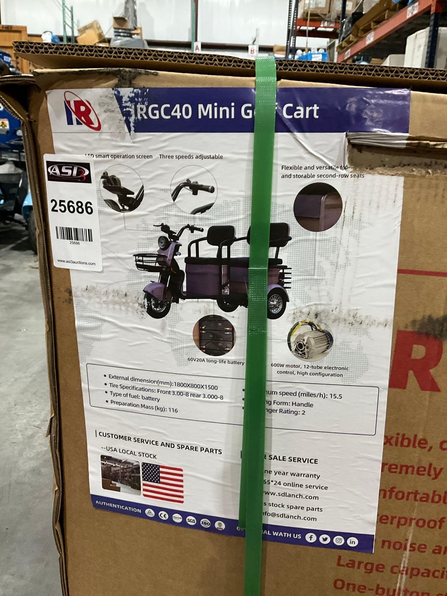 UNUSED IRGC40 3WHEEL MINI GOLF CART, ELECTRIC, 3-SPEED ADJUSTABLE, LED SMART OPERATION SCREEN