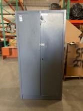 GRAY METAL INDUSTRIAL CABINET; 37 IN L X 18 IN WX 72 IN T; CONTENTS INCLUDED
