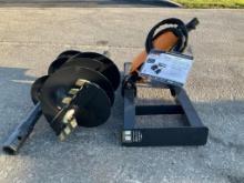 UNUSED 2025 AUGER DRIVE & BIT ATTACHMENT MODEL ADB-13-1218R FOR UNIVERSAL SKID STEER, 12in & 18in
