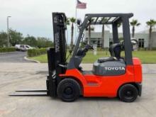 TOYOTA FORKLIFT MODEL 7FGU15, LP POWERED, APPROX MAX CAPACITY 2150 LBS, MAX HEIGHT 189, AVERY WEI...