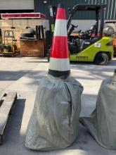 ( 1 ) UNUSED STACK OF SAFETY TRAFFIC CONES, APPROX 15in X 27in, APPROX 20 CONES TOTAL