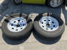 5LUG ST205/75R15 TIRES, ONE FLAT