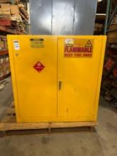 YELLOW METAL INDUSTRIAL CABINET; APPROXIMATELY 44 IN L X 19 IN W X 45 IN T