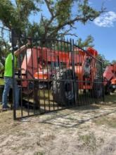 SET OF UNUSED 14FT BI PARTING IRON GATES, 7FT EACH PIECE (14' TOTAL WIDTH). 2 PIECES PER SET