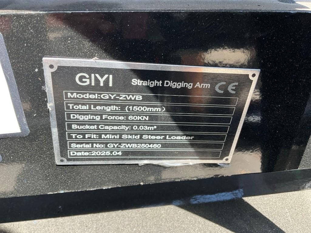 ( 1 ) UNUSED 2025 GIYI STRAIGHT DIGGING ARM MODEL GY-ZWB, FITS MINI SKID STEER LOADER