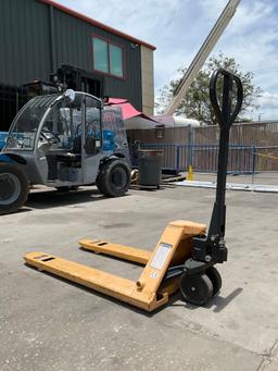 ULINE HYDRAULIC PALLET JACK MODEL H-1043, APPROX MAX CAPACITY 5500LBS