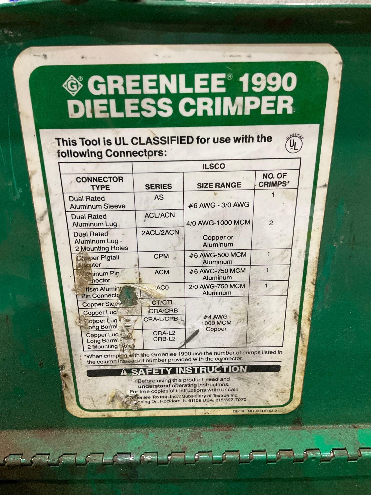 GREENLEE DIELESS CRIMPER KIT MODEL 1990