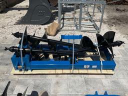 ( 1 ) UNUSED 2025 GIYI AUGER ATTACHMENT FOR SKID STEER, BITS APPROX 8in / 12in & 16in